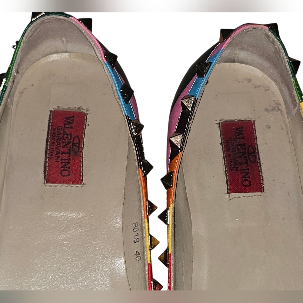 Valentino Garavani Rainbow Chevron Rock-Studded Pointy Flats Size 40 9 - Picture 9 of 11